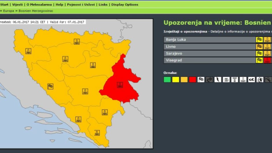 Meteoalarm: Crveno Upozorenje Za Istočnu Bosnu Zbog Temperatura Ispod ...