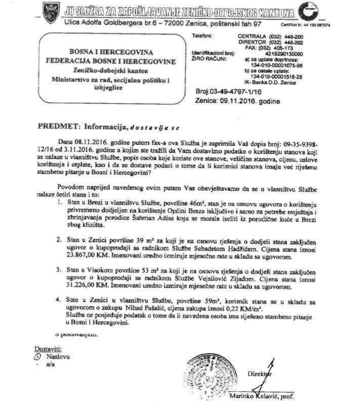 Mjesečna kirija 12,98KM: Ko i pod kojim uslovima koristi stanove Službe za zapošljavanje ZDK u Visokom, Zenici i Brezi