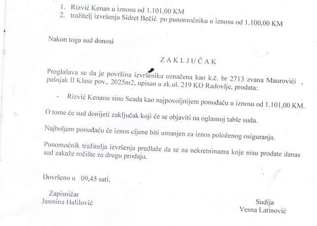 Kenan Rizvić jedini kupac u prodaji nekoliko čestica u vlasništvu KTK Visoko na obuhvatu “Aerodroma Visoko”