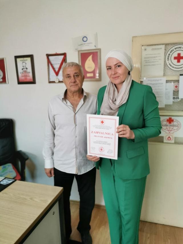 Uručena zahvalnica Crvenog križa Grada Visokog Ugarak Meldini za značajan doprinos u borbi sa koronavirusom