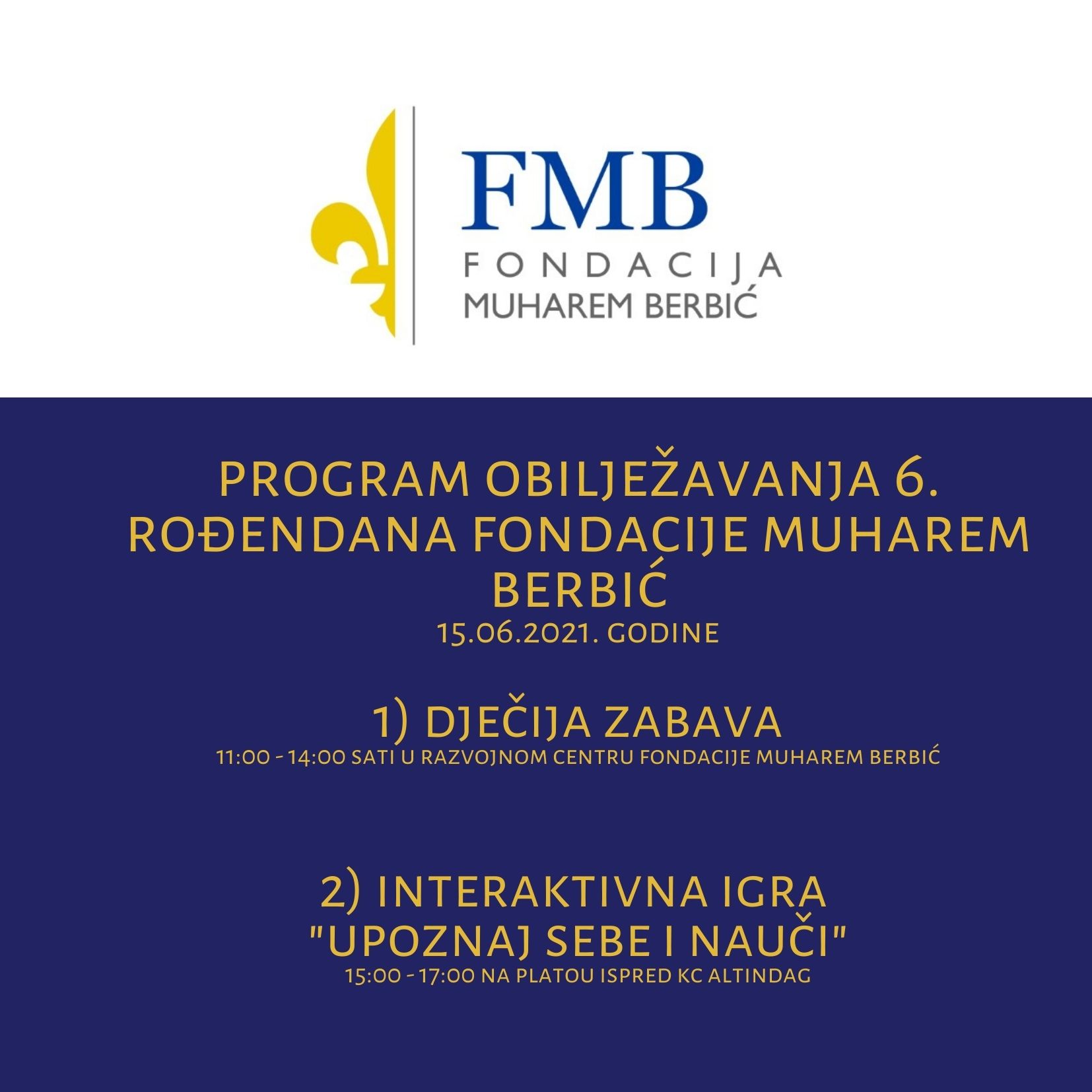 Poziv roditeljima i djeci na besplatne aktivnosti povodom 6. rođendana Fondacije Muharem Berbić