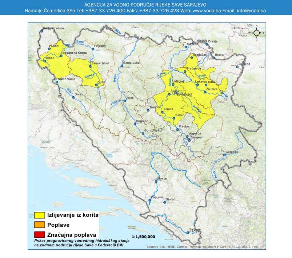 Očekuje se porast vodostaja na rijekama u ZDK, TK i USK